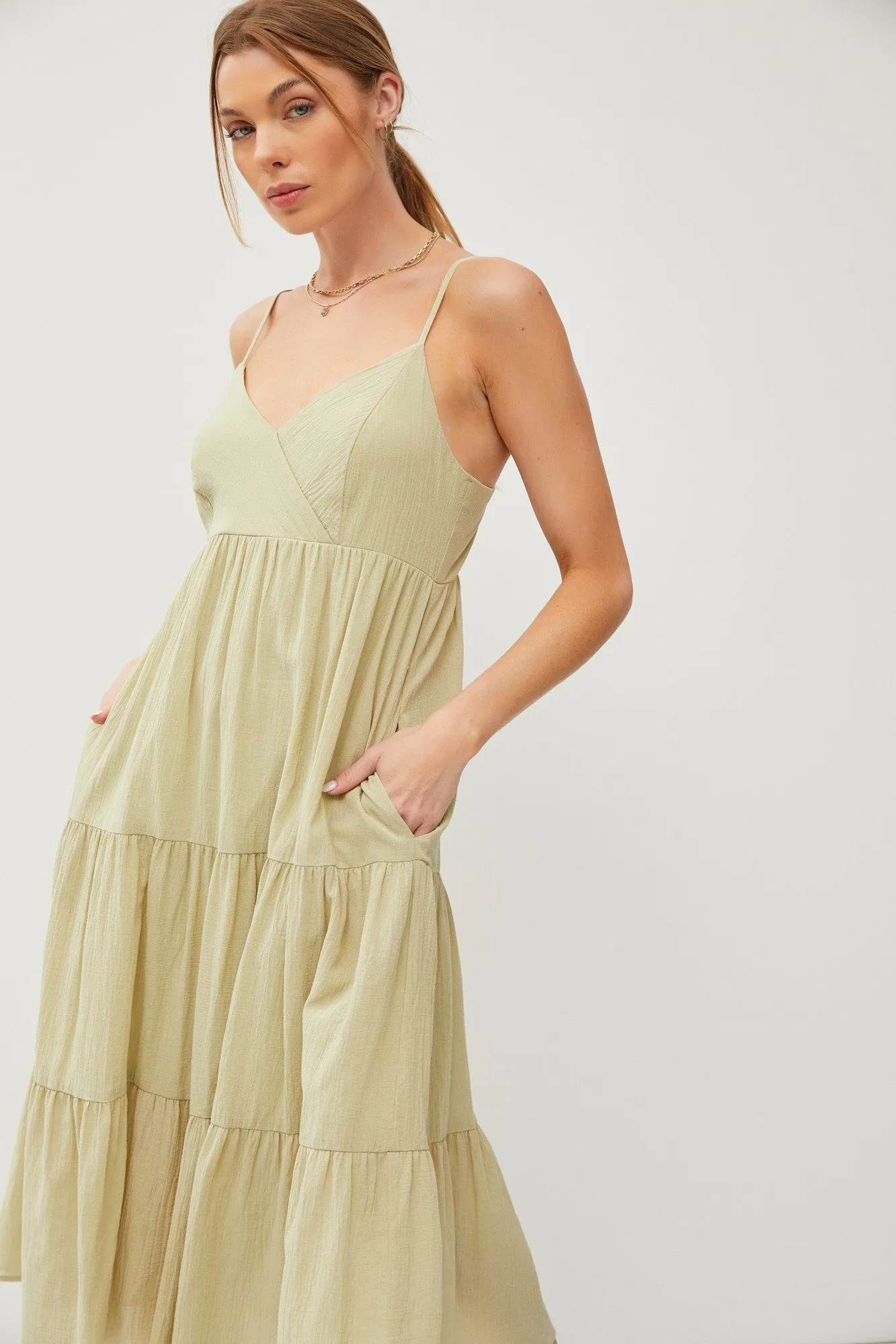 Light Olive Sleeveless Maxi Dress sold by Pinkblush product image thumbnail 2