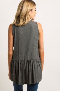 Charcoal Grey Peplum Back Maternity Tank Top sold by Pinkblush