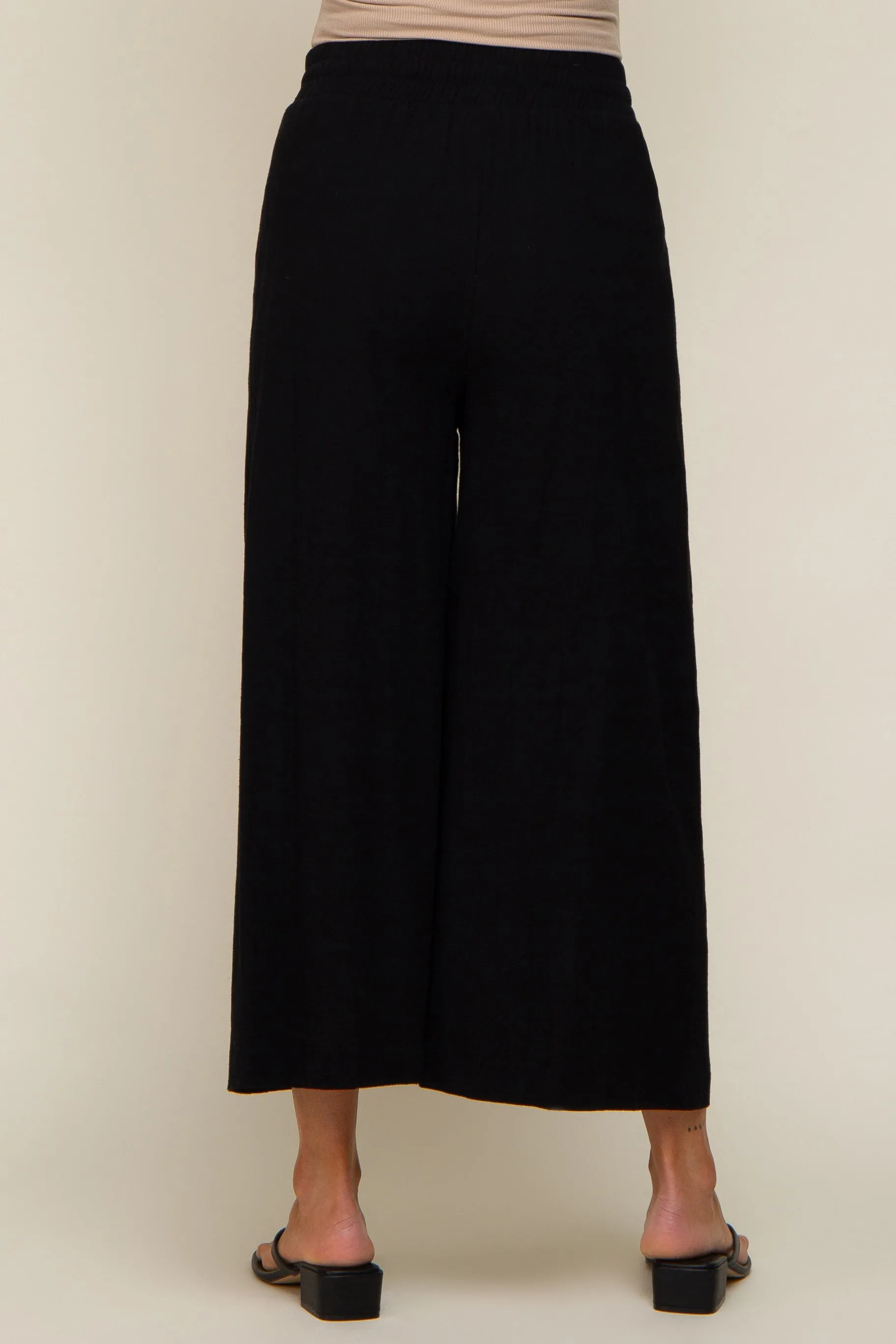 Black Drawstring Wide Leg Maternity Pants sold by Pinkblush product image thumbnail 4