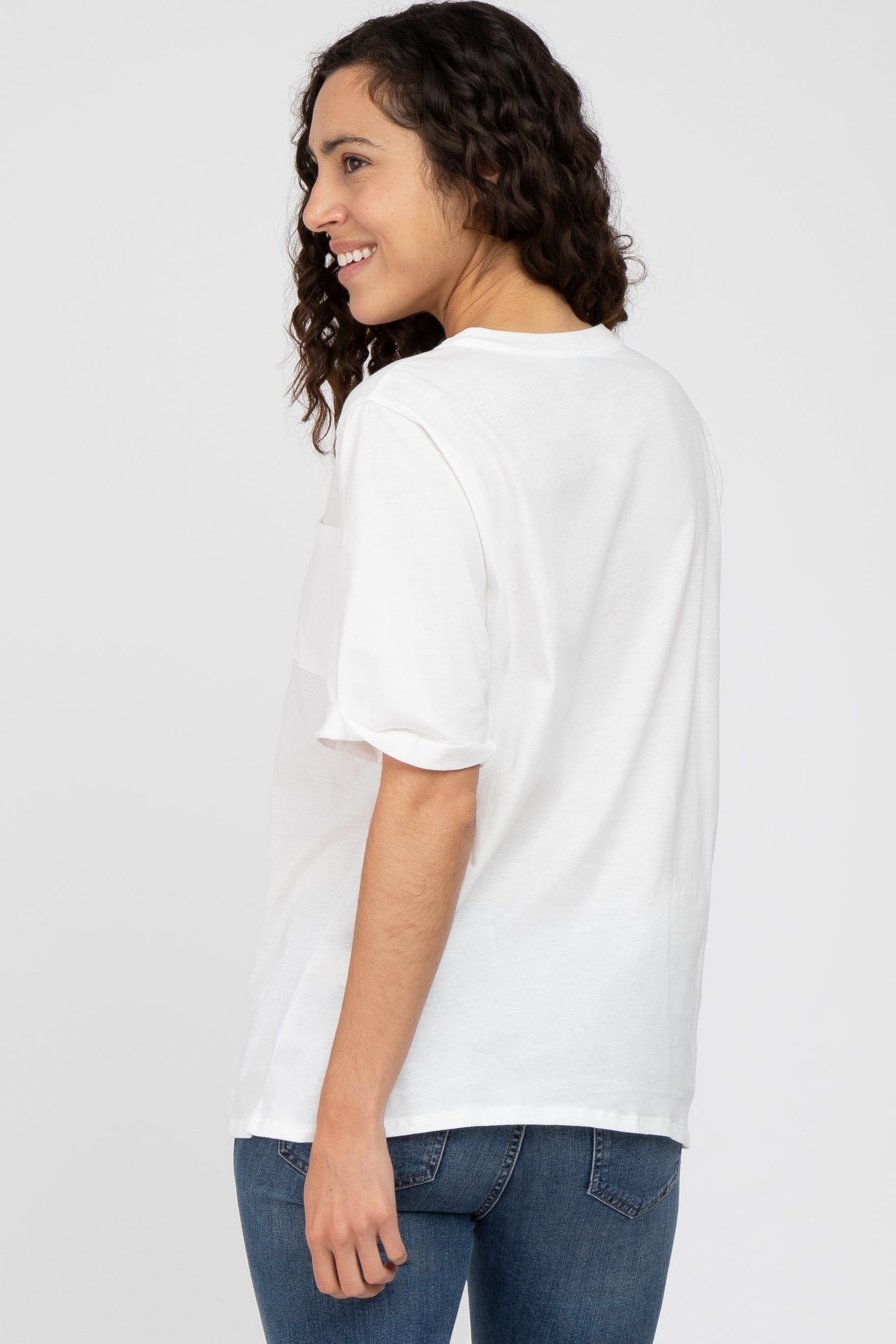 White Oversized Pocket Front Short Sleeve Top sold by Pinkblush product image thumbnail 3