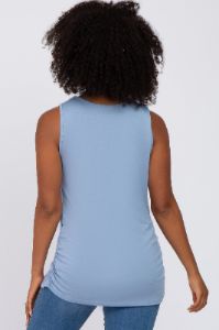 Blue Sleeveless Ruched Top sold by Pinkblush