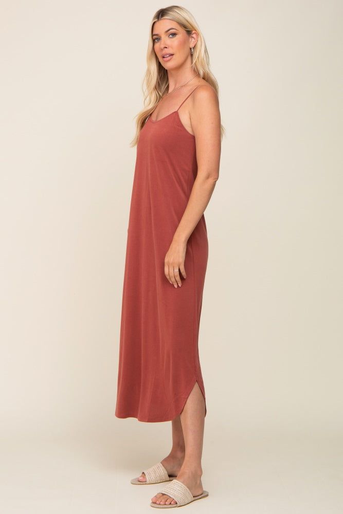 Rust Basic Midi Dress sold by Pinkblush product image thumbnail 2