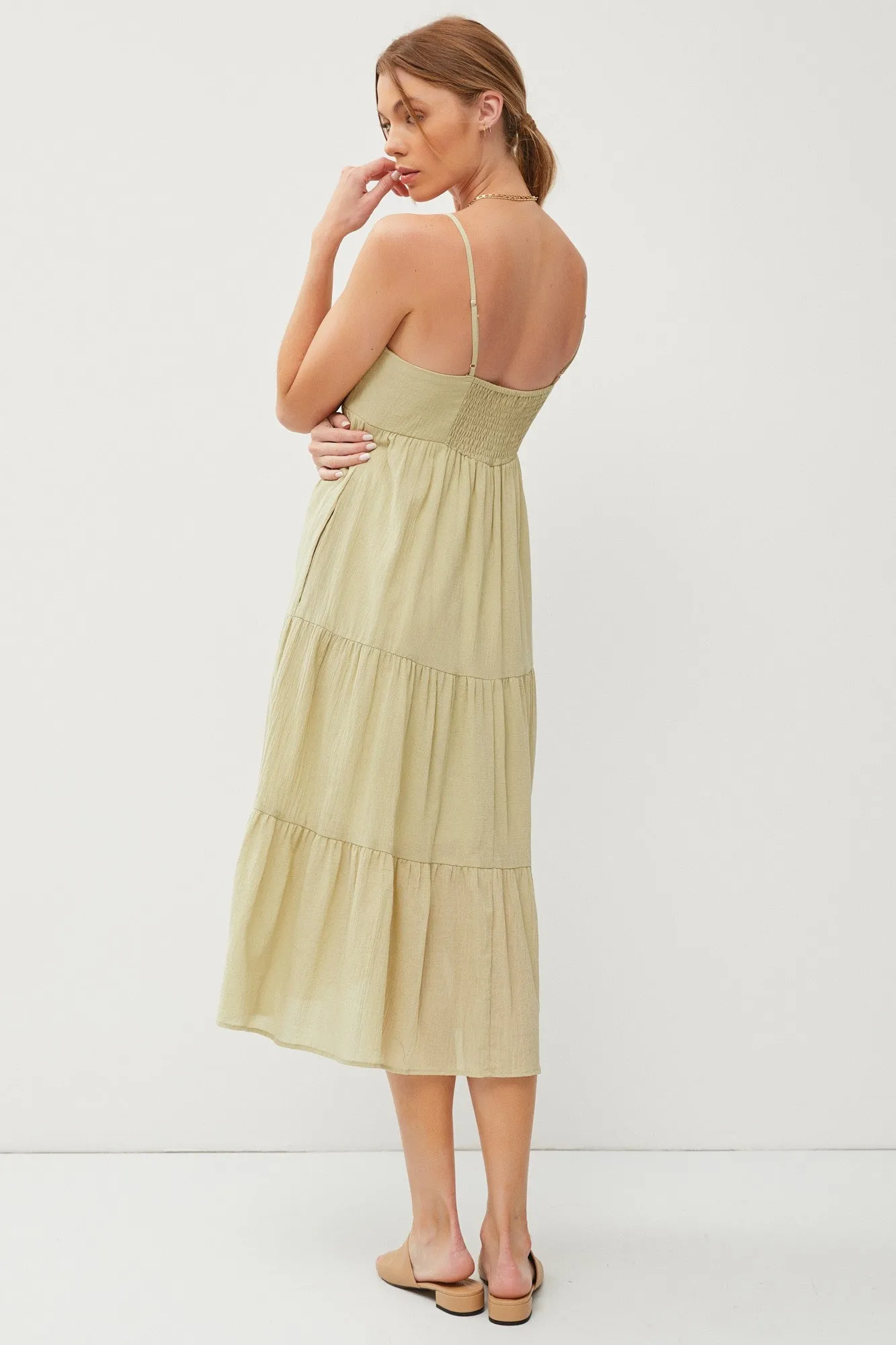 Light Olive Sleeveless Maxi Dress sold by Pinkblush product image thumbnail 3