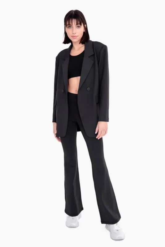 Black Ribbed High Waist Wide Leg Leggings sold by Pinkblush
