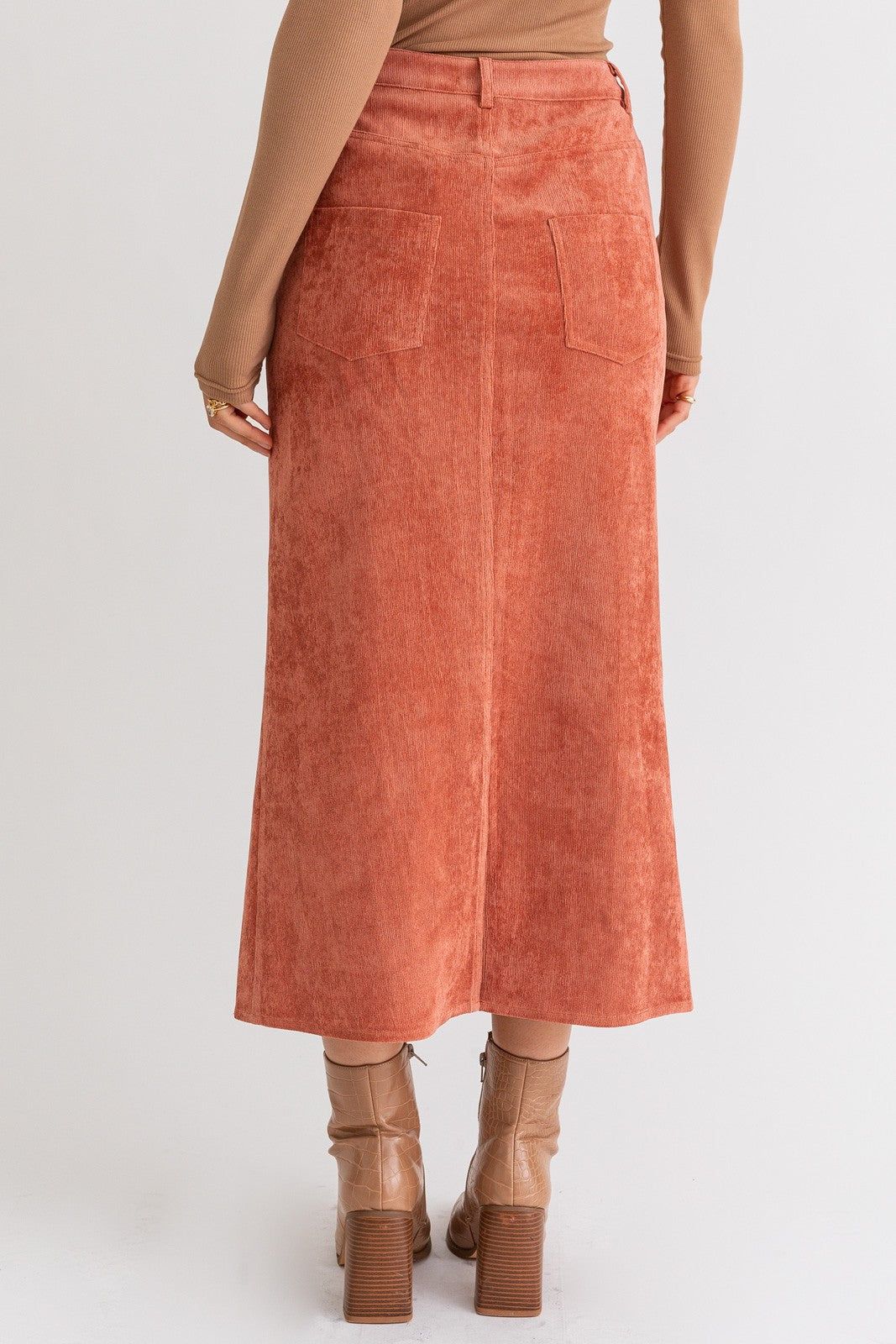 Rust Cord Maxi Skirt sold by Pinkblush product image thumbnail 4