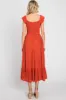 Rust Smocked Ruched Ruffle Hem Maxi Dress sold by Pinkblush