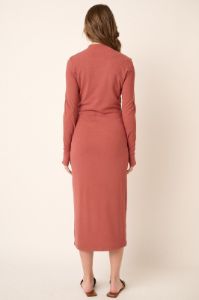 Rust Ribbed Mock Neck Midi Dress sold by Pinkblush