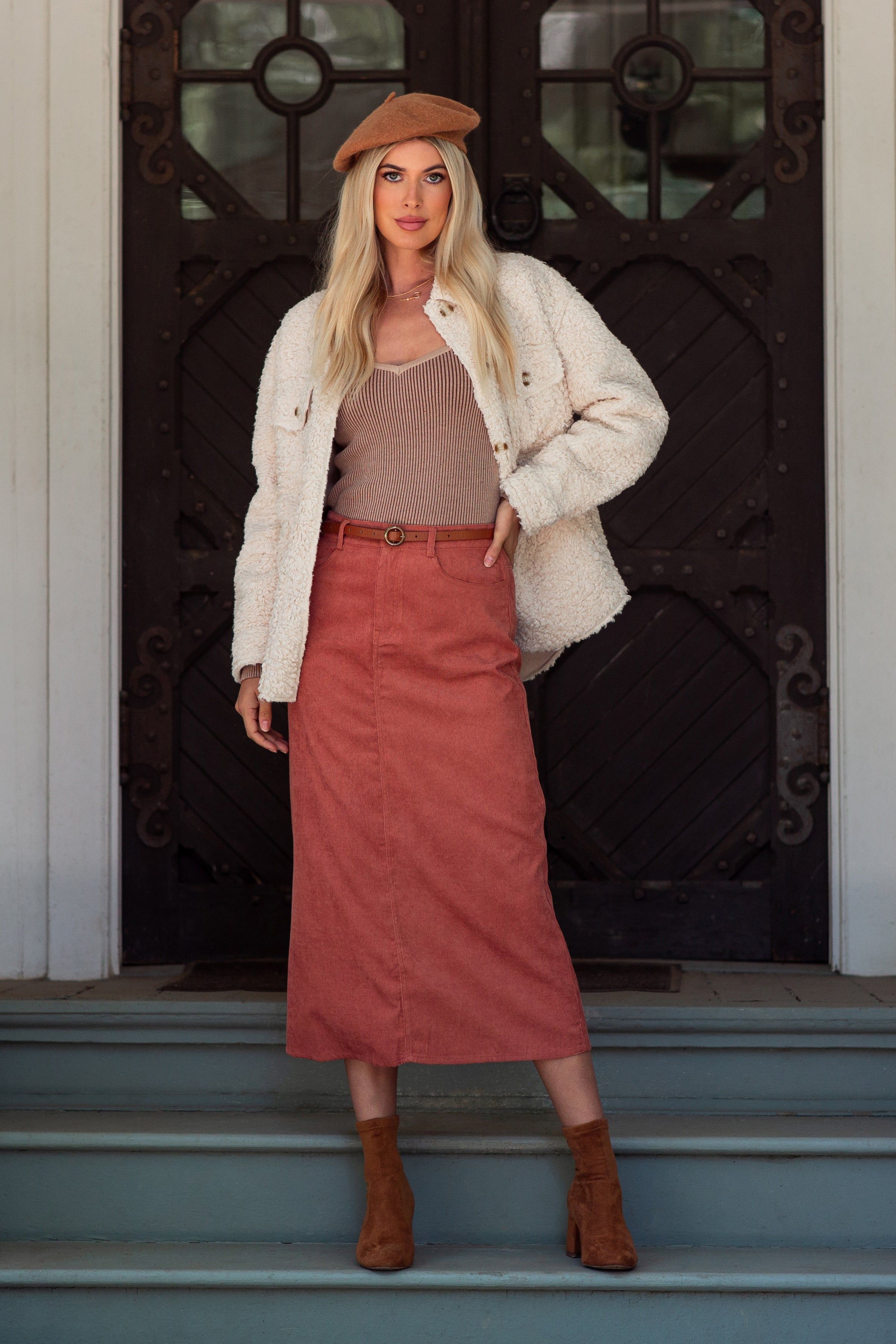 Rust Cord Maxi Skirt sold by Pinkblush product image thumbnail 5