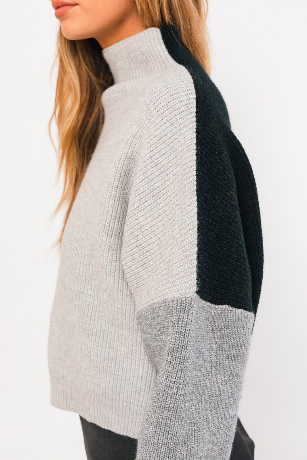 Grey Color Block Oversize Sweater sold by Pinkblush product image thumbnail 3