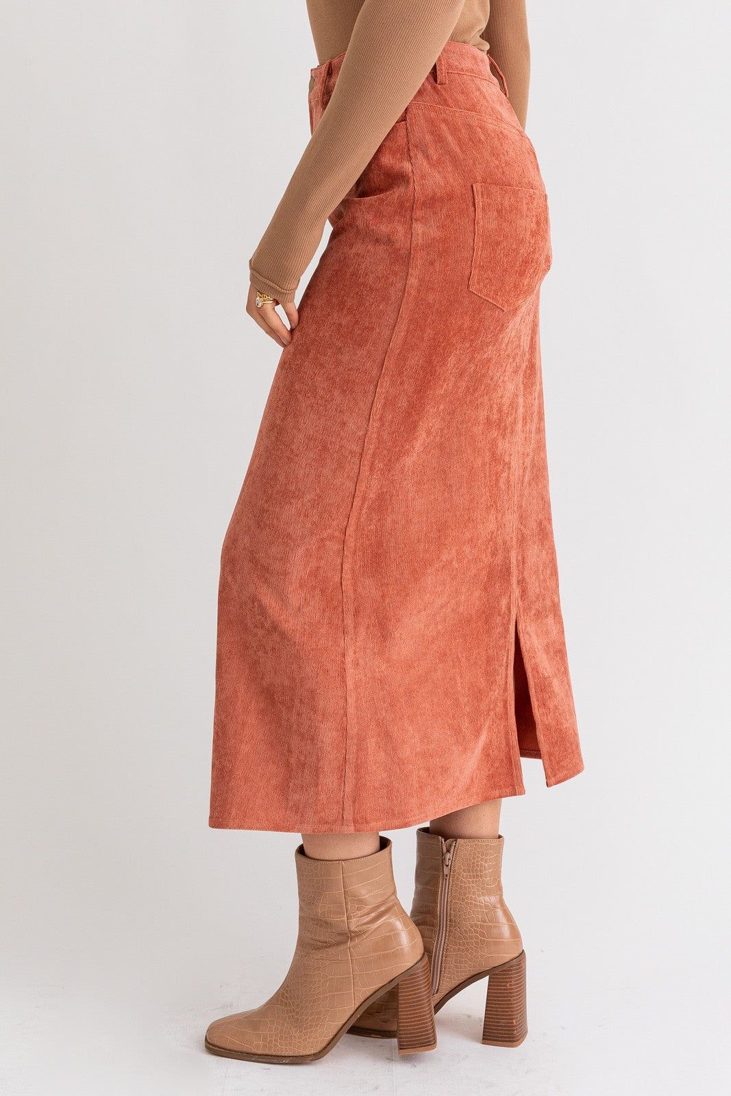 Rust Cord Maxi Skirt sold by Pinkblush product image thumbnail 3