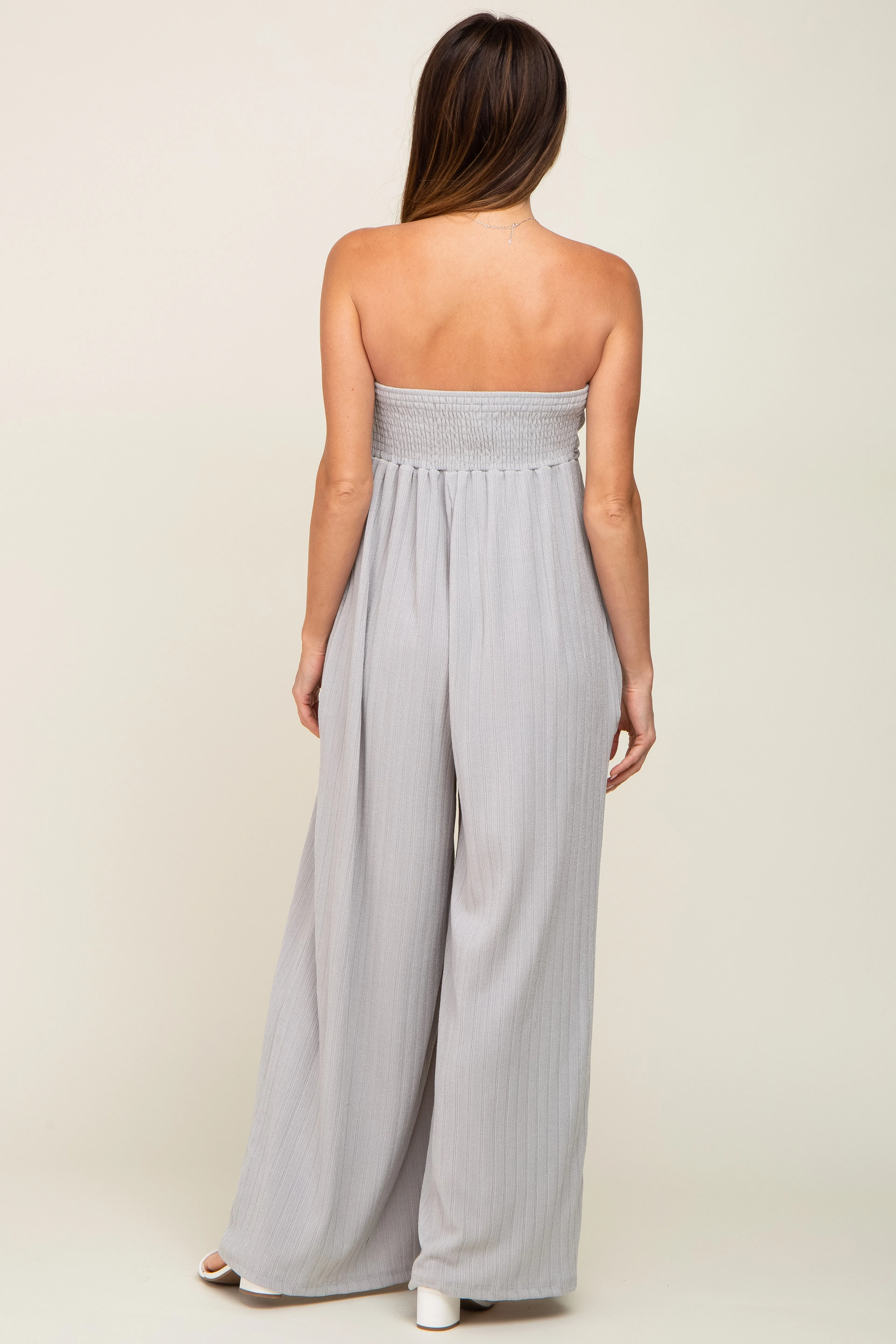 Grey Strapless Front Twist Jumpsuit sold by Pinkblush product image thumbnail 3