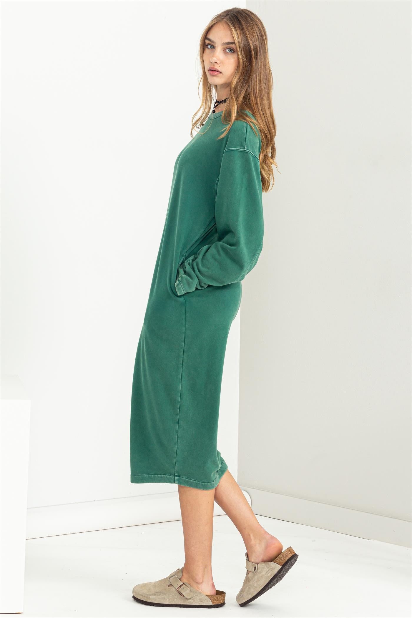 Green Oversized Sweatshirt Midi Dress sold by Pinkblush product image thumbnail 2