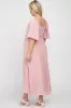 Mauve Textured Dot Front Tie Ruffle Sleeve Maternity Midi Dress sold by Pinkblush
