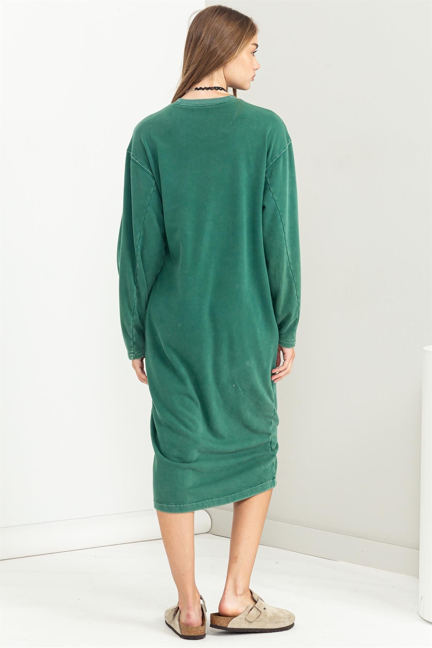 Green Oversized Sweatshirt Midi Dress sold by Pinkblush product image thumbnail 3