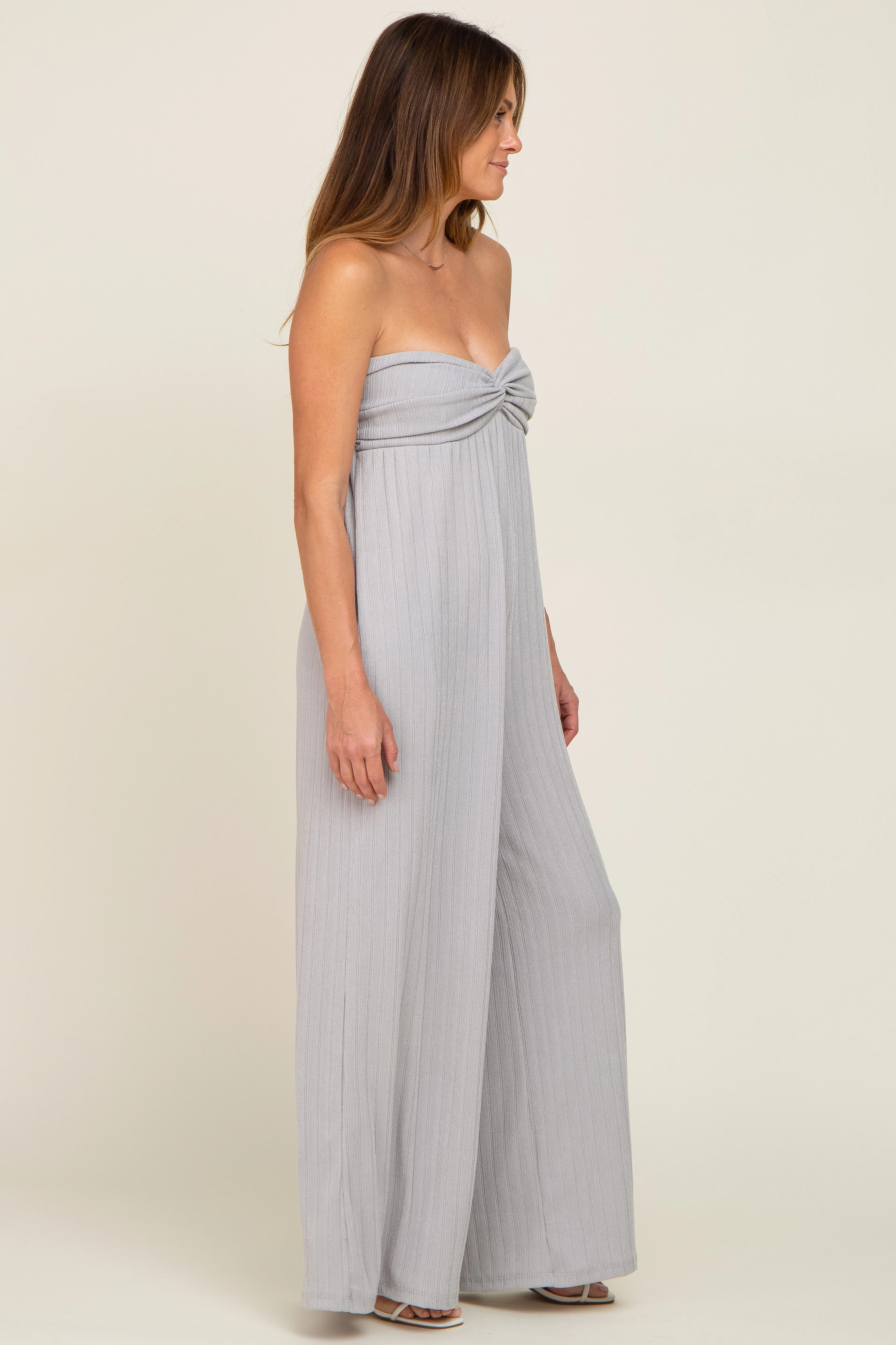 Grey Strapless Front Twist Jumpsuit sold by Pinkblush product image thumbnail 2