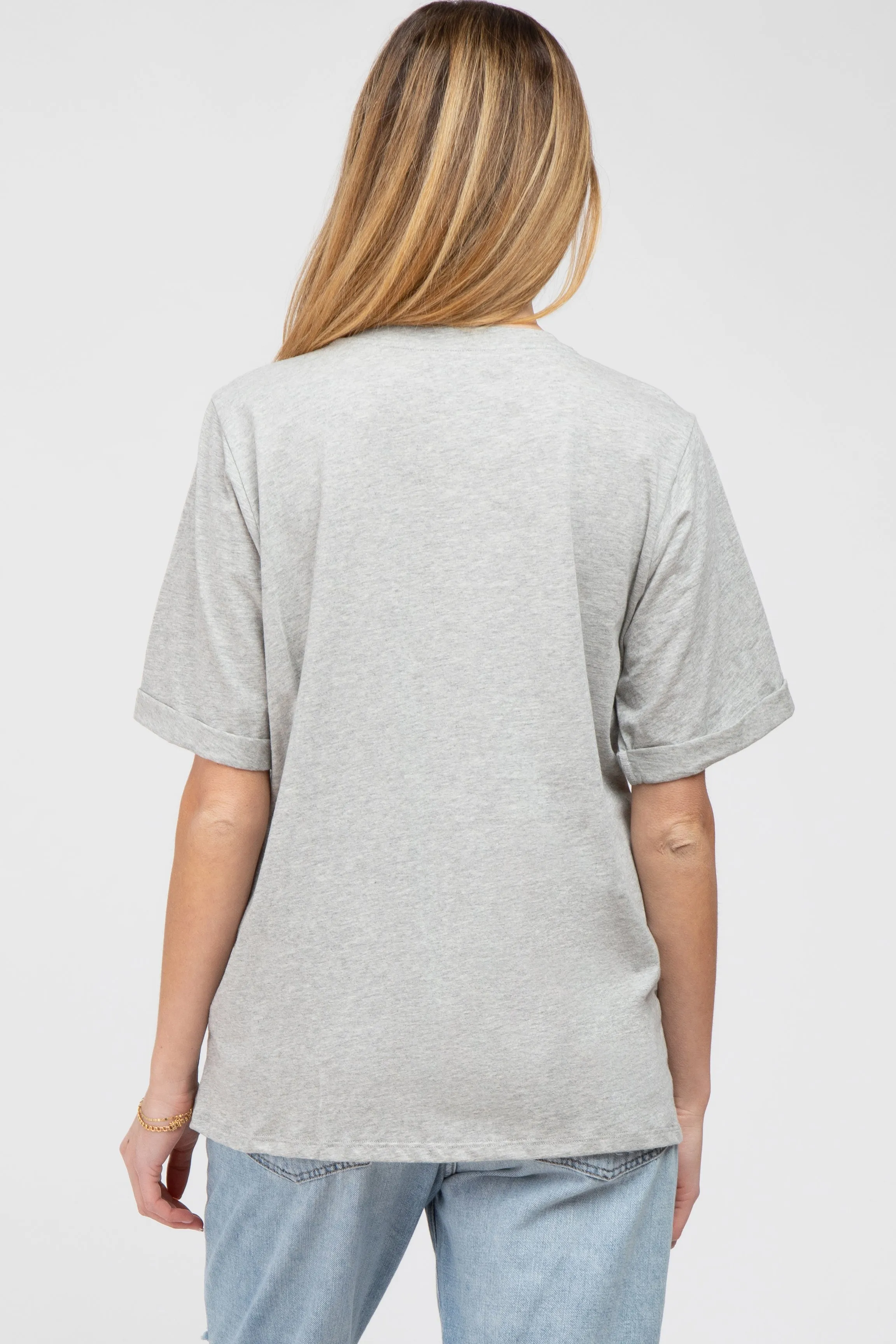 Heather Grey Oversized Pocket Front Short Sleeve Maternity Top sold by Pinkblush product image thumbnail 4