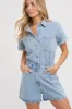 Light Denim Denim Button Down Shirt Romper sold by Pinkblush
