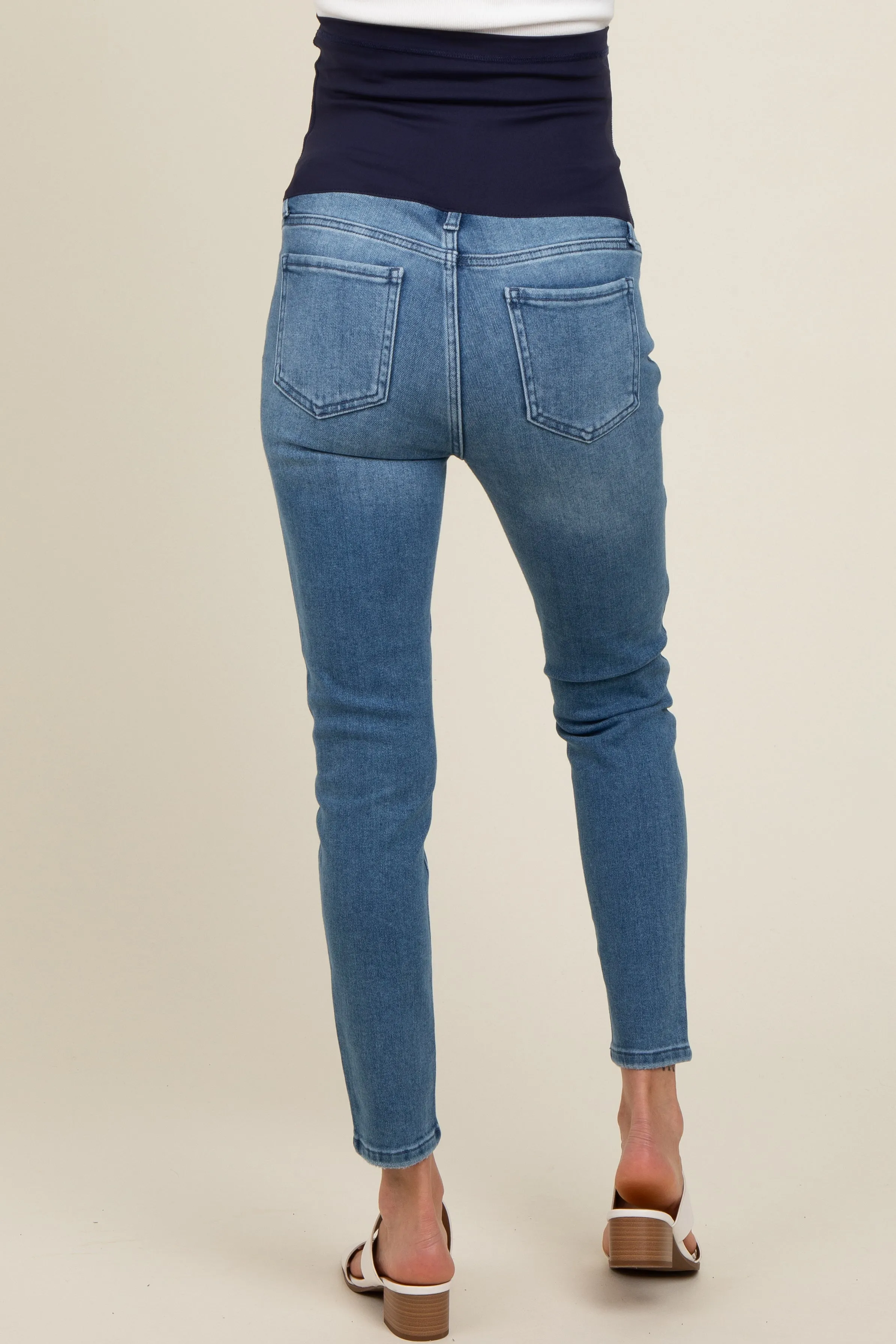 Light Blue Maternity Skinny Jeans sold by Pinkblush product image thumbnail 5