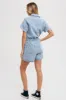 Light Denim Denim Button Down Shirt Romper sold by Pinkblush