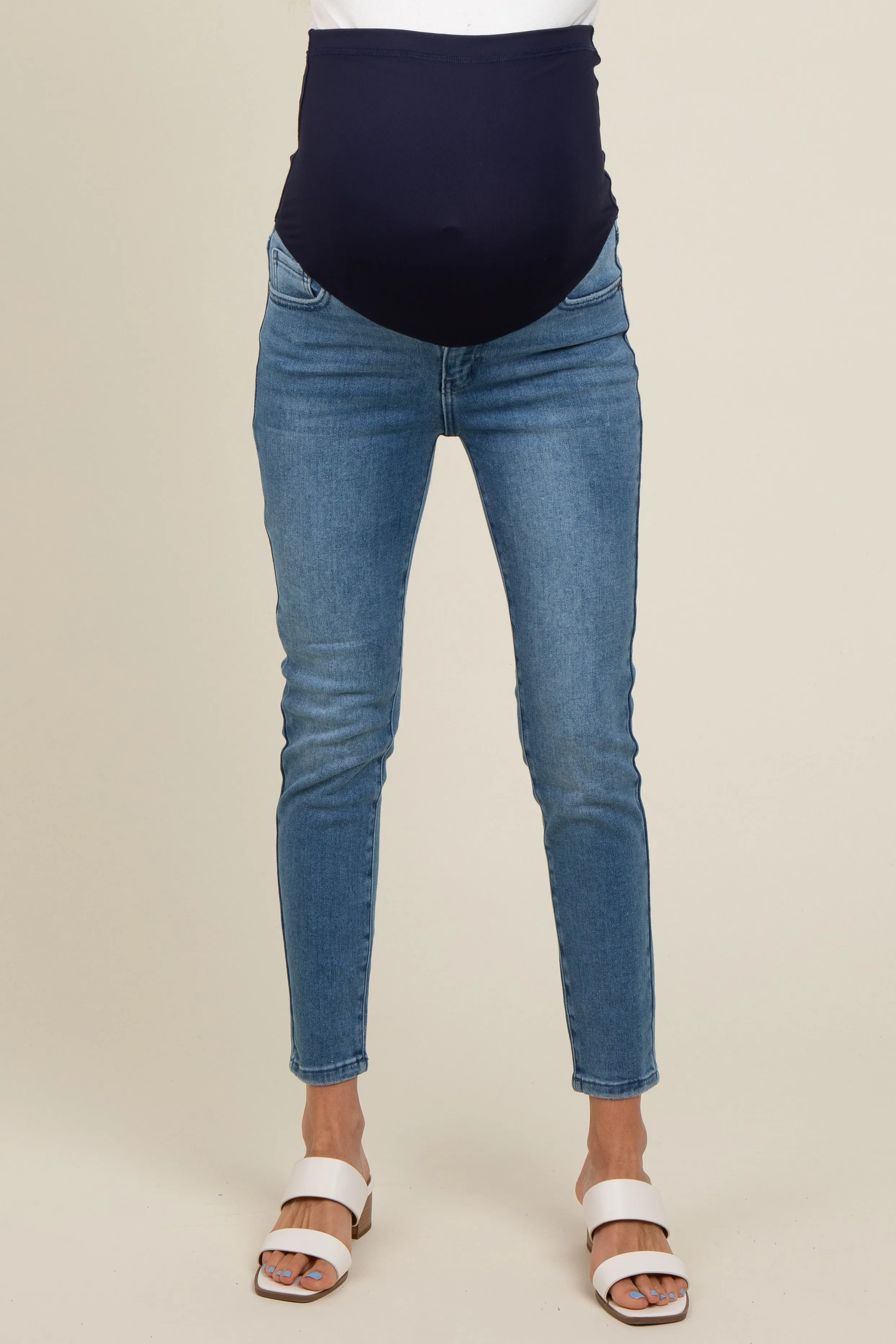 Light Blue Maternity Skinny Jeans sold by Pinkblush product image thumbnail 3