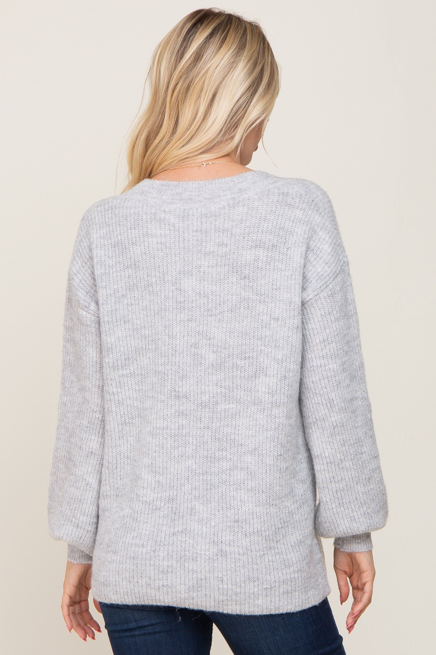 Heather Grey Soft V-Neck Sweater sold by Pinkblush product image thumbnail 3