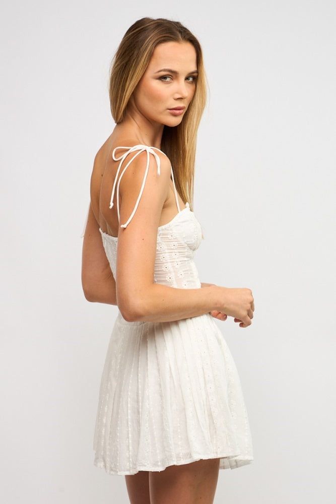 White Eyelet Front Mini Dress sold by Pinkblush product image thumbnail 2