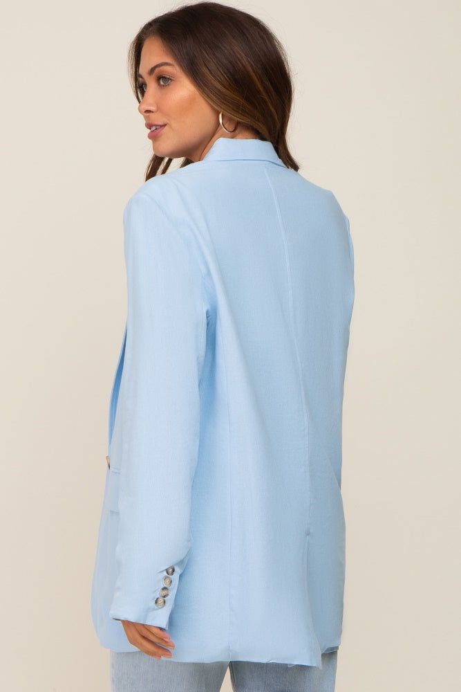Light Blue Linen Front Pocket Maternity Blazer sold by Pinkblush product image thumbnail 4