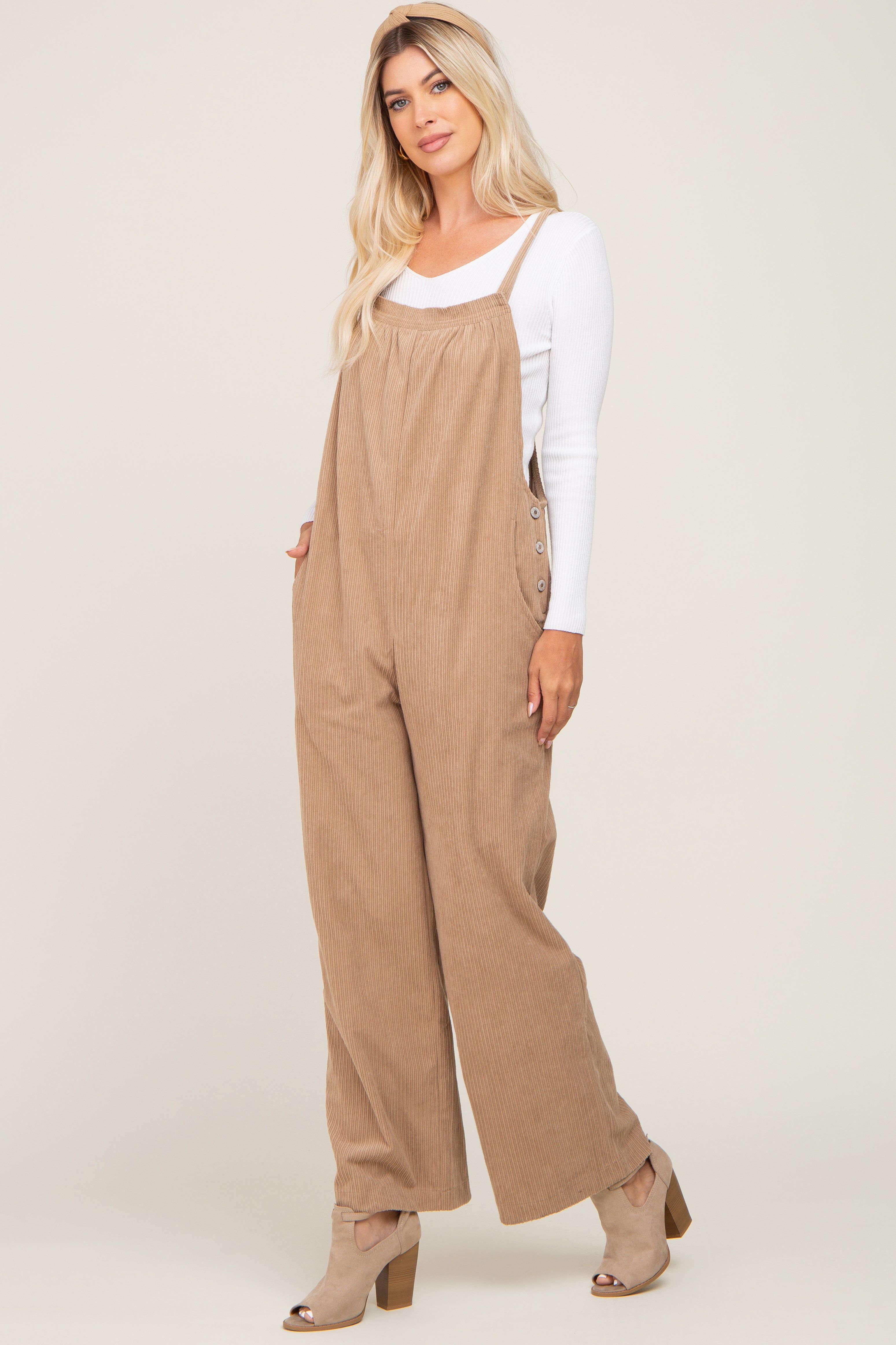 Taupe Corduroy Overalls sold by Pinkblush product image thumbnail 2