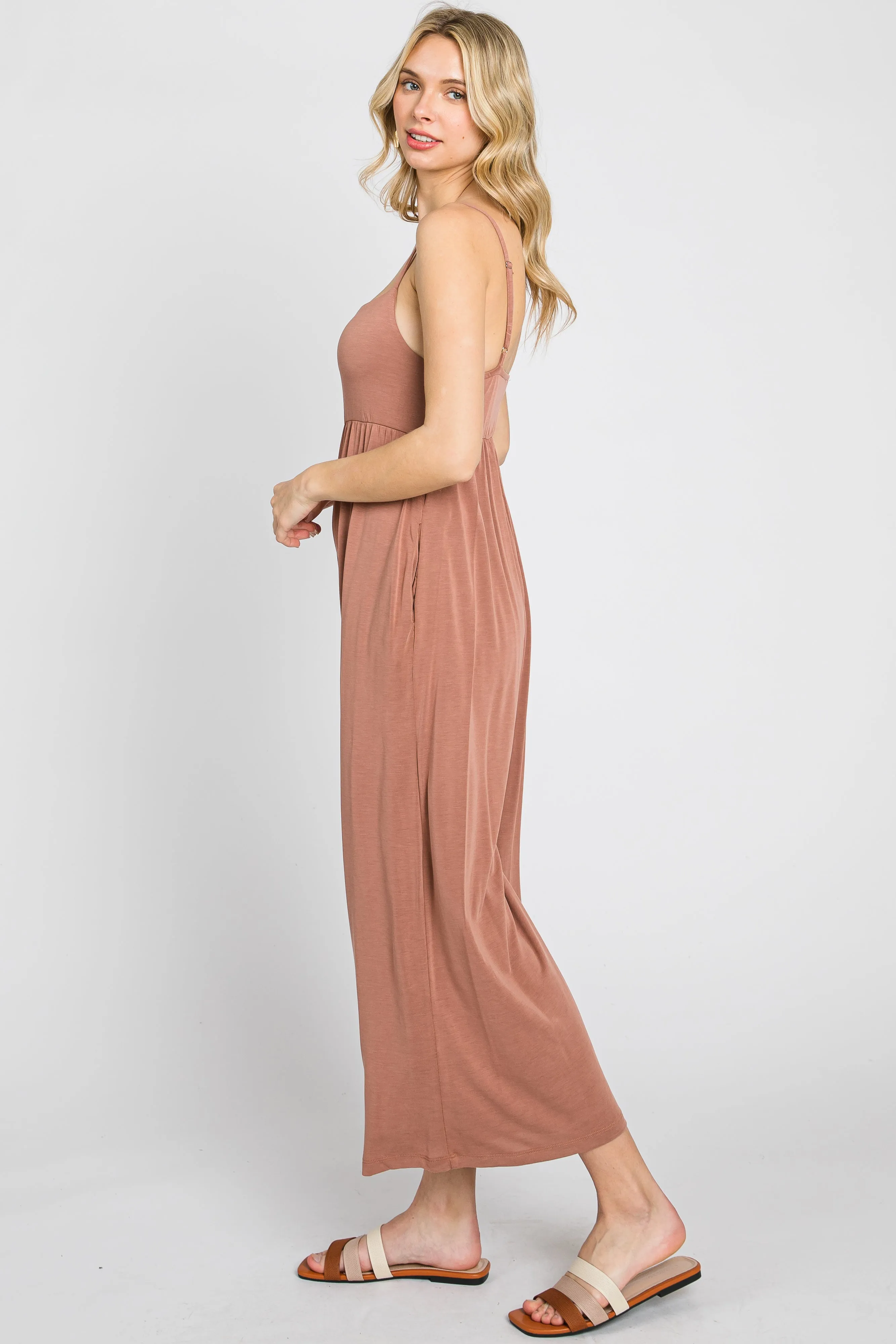 Mocha Square Neck Wide Leg Jumpsuit sold by Pinkblush product image thumbnail 2