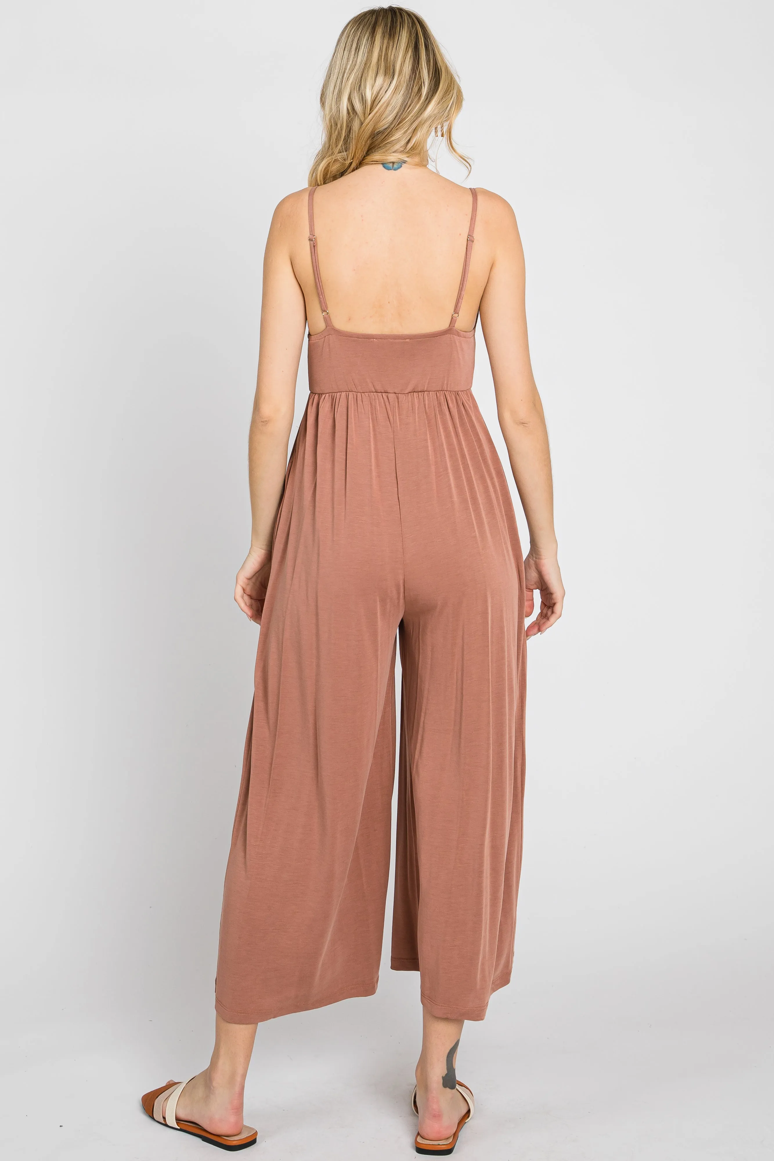 Mocha Square Neck Wide Leg Jumpsuit sold by Pinkblush product image thumbnail 3