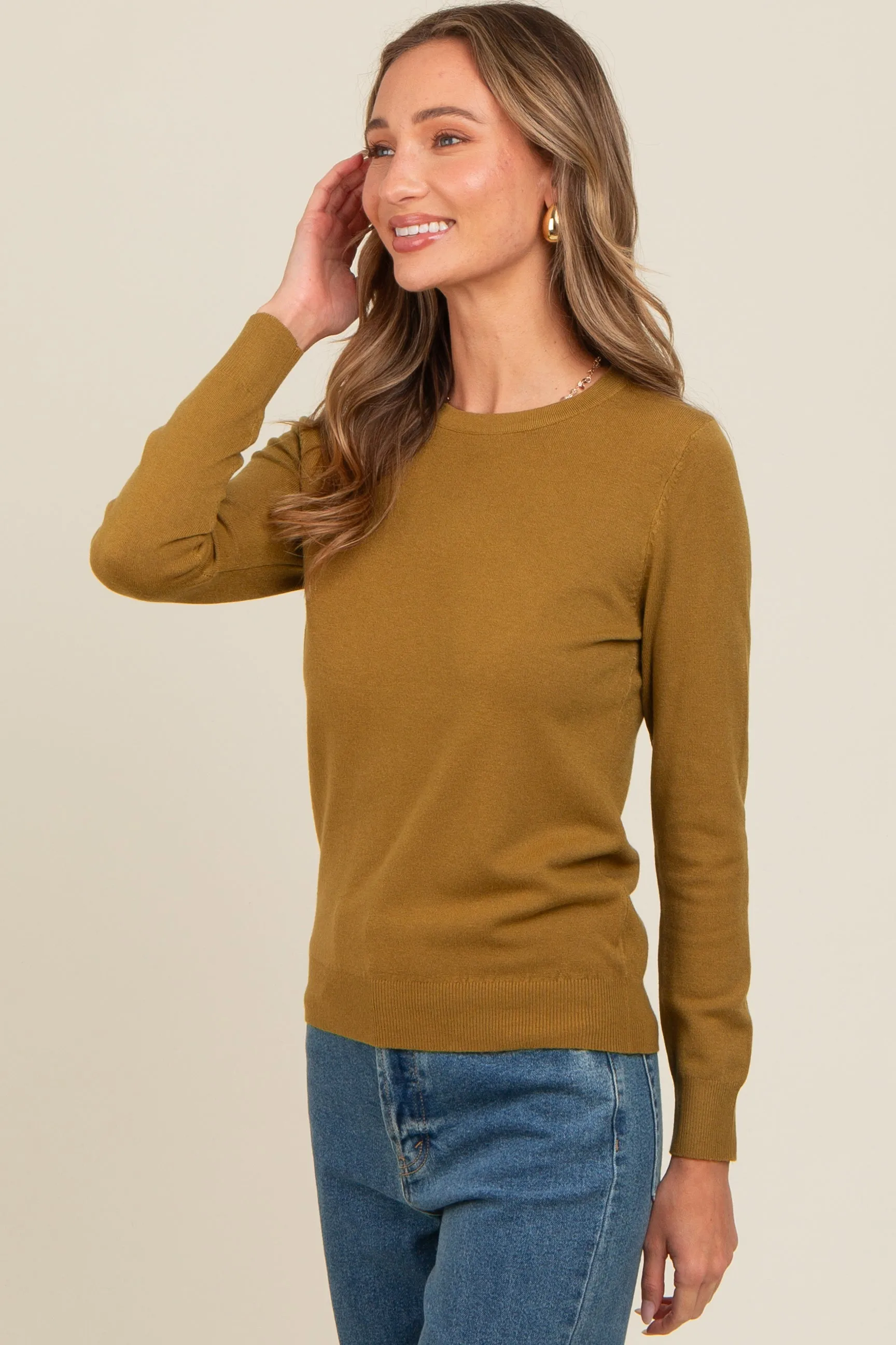 Olive Basic Soft Knit Sweater sold by Pinkblush product image thumbnail 3