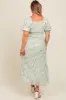 Green Floral Embroidered Smocked Maternity Midi Dress sold by Pinkblush