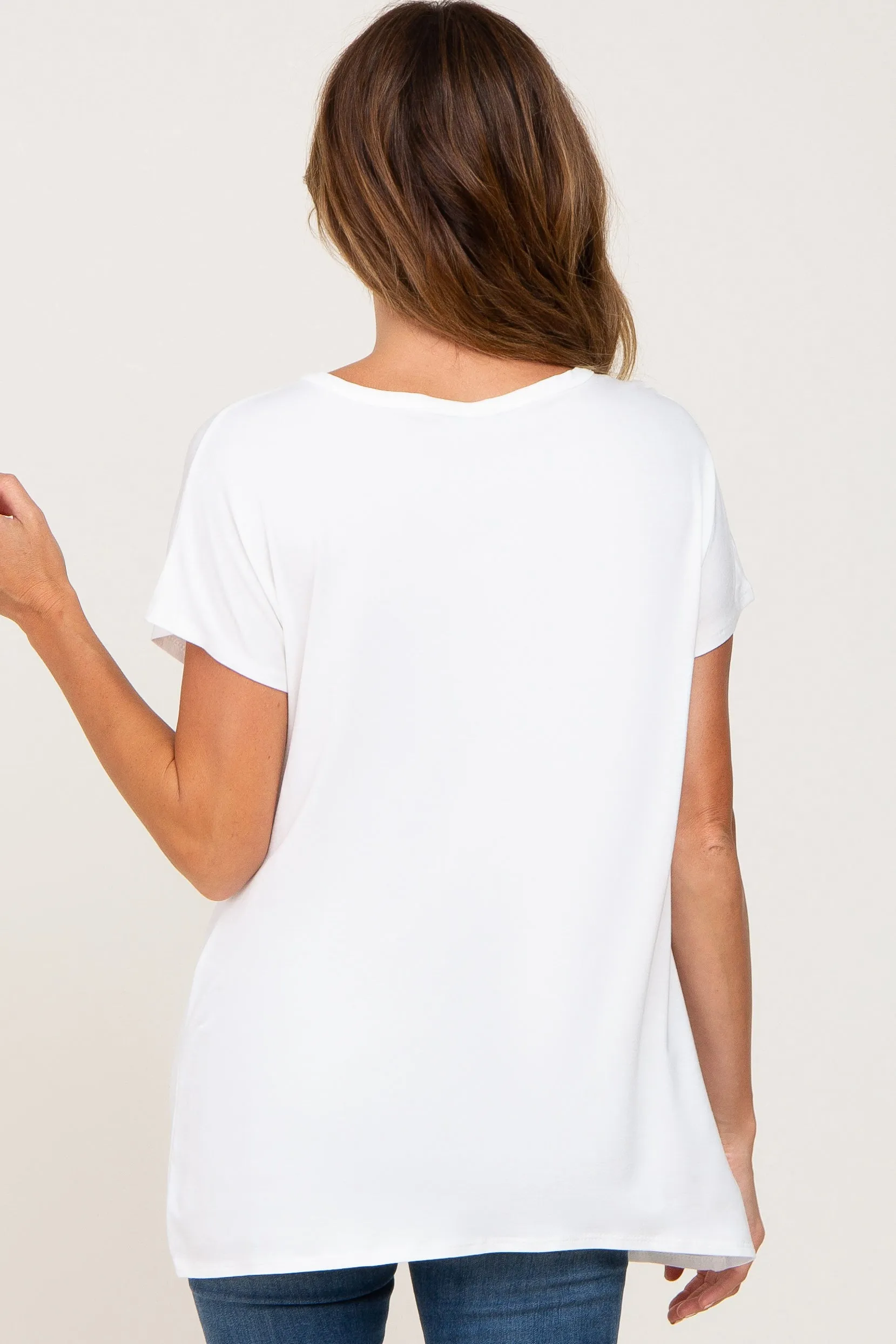 Ivory Button V-Neck Short Sleeve Top sold by Pinkblush product image thumbnail 3