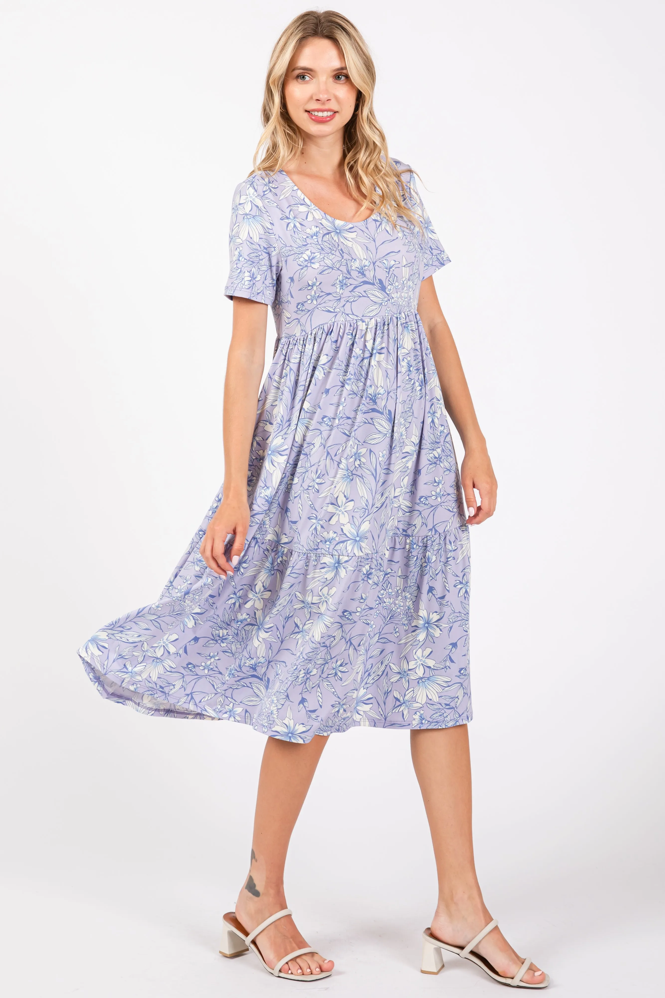 Lavender Floral Tiered Midi Dress sold by Pinkblush product image thumbnail 2