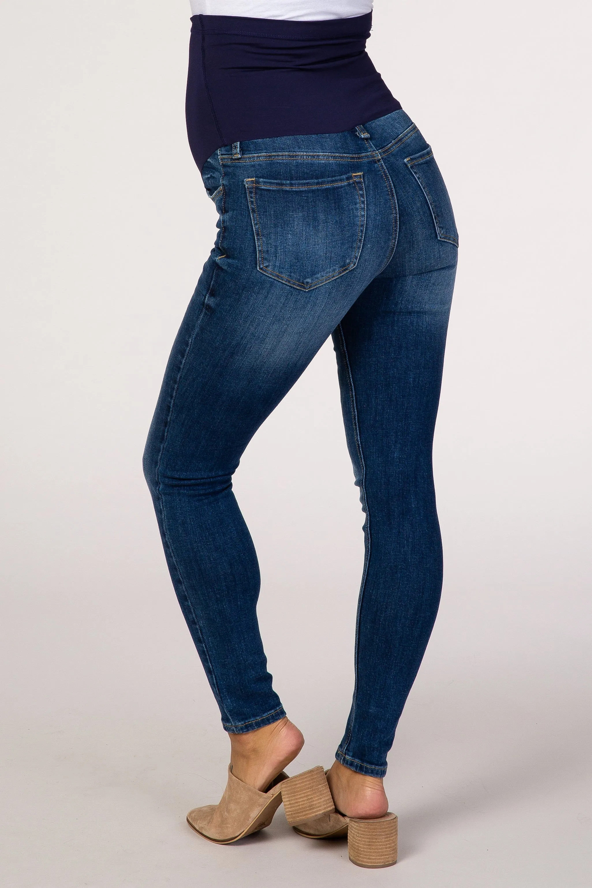 PinkBlush Blue Medium Wash Maternity Skinny Jeans sold by Pinkblush product image thumbnail 4