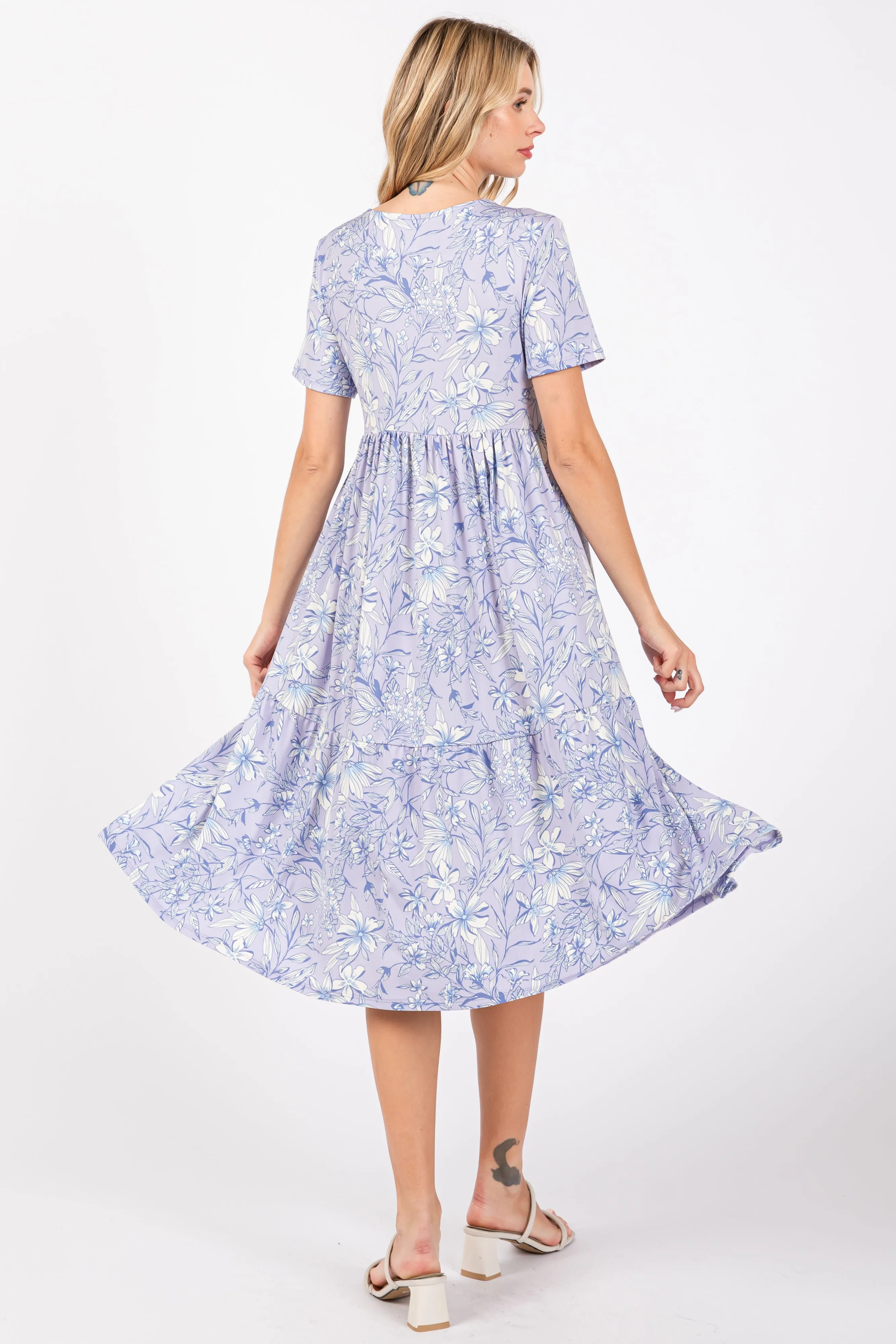 Lavender Floral Tiered Midi Dress sold by Pinkblush product image thumbnail 3
