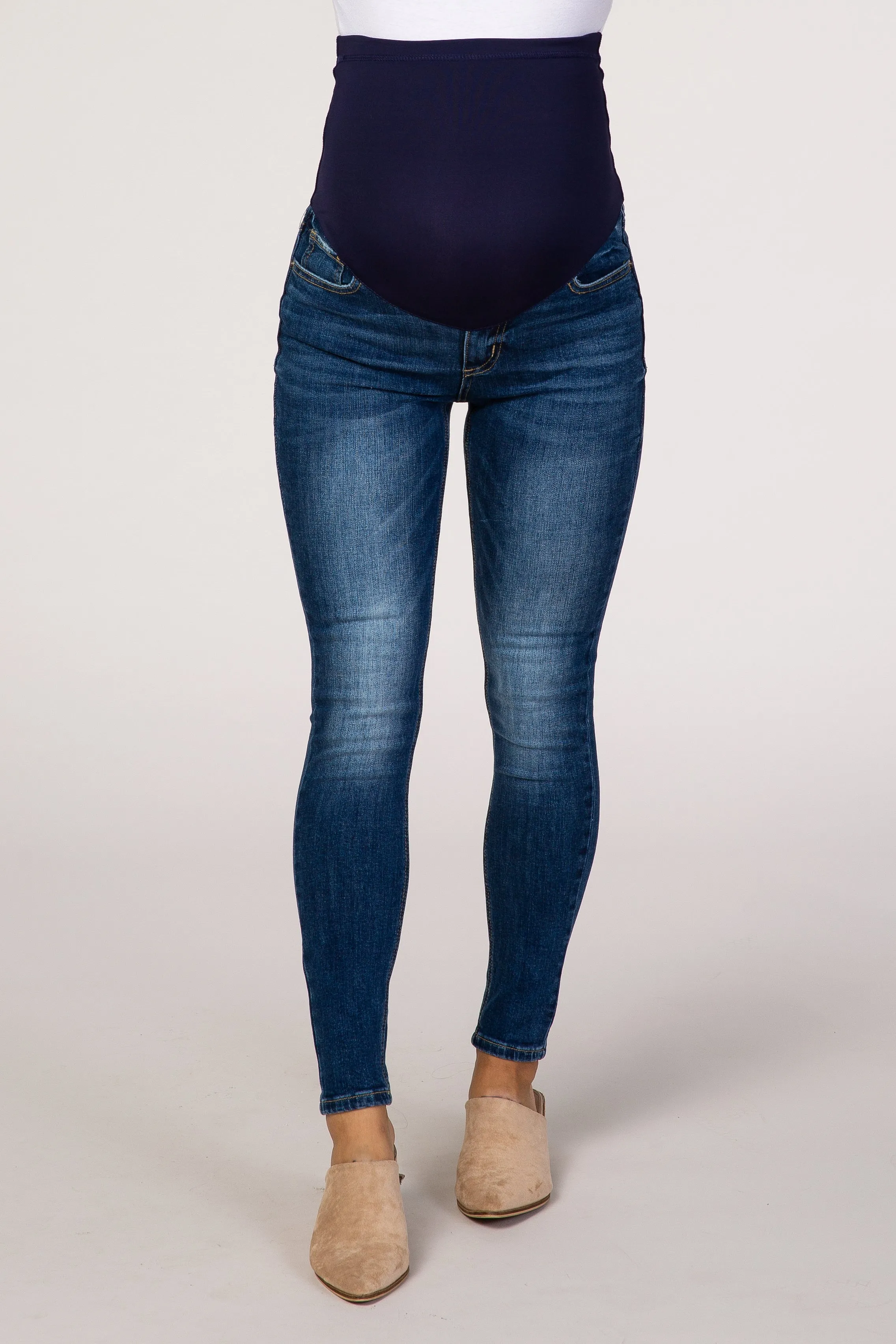 PinkBlush Blue Medium Wash Maternity Skinny Jeans sold by Pinkblush product image thumbnail 2