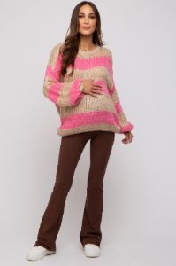Pink Striped Knit Maternity Sweater sold by Pinkblush