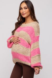 Pink Striped Knit Maternity Sweater sold by Pinkblush