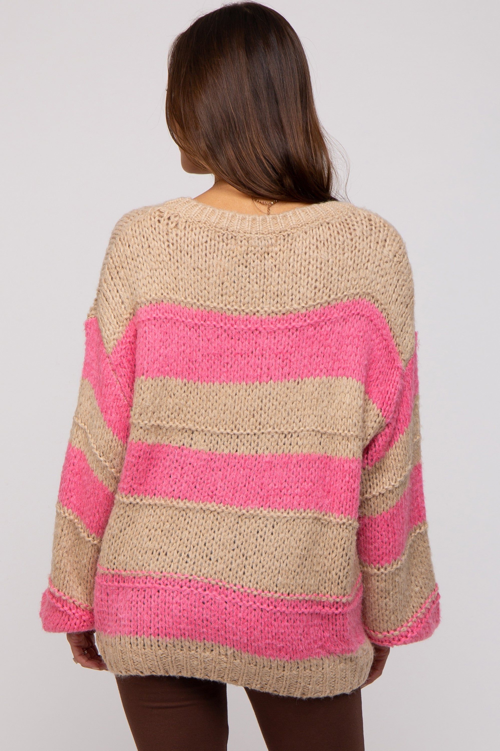 Pink Striped Knit Maternity Sweater sold by Pinkblush product image thumbnail 3