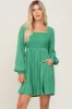 Green Smocked Long Sleeve Maternity Dress sold by Pinkblush