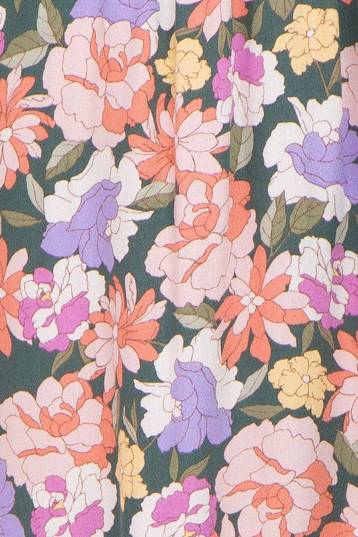 Forest Green Multi-Colored Floral Smocked Midi Dress sold by Pinkblush product image thumbnail 4