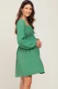 Green Smocked Long Sleeve Maternity Dress sold by Pinkblush