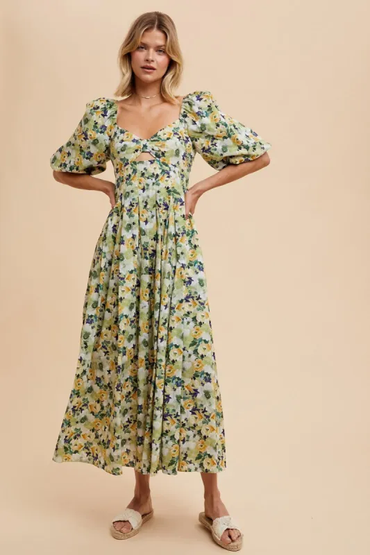 Fern Floral Cotton Maxi Dress sold by Pinkblush