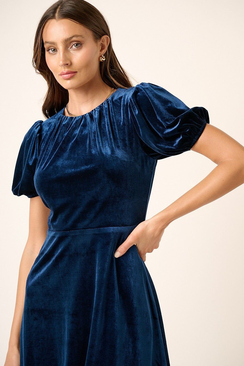 Midnight Velvet Short Sleeve Mini Dress sold by Pinkblush product image thumbnail 4