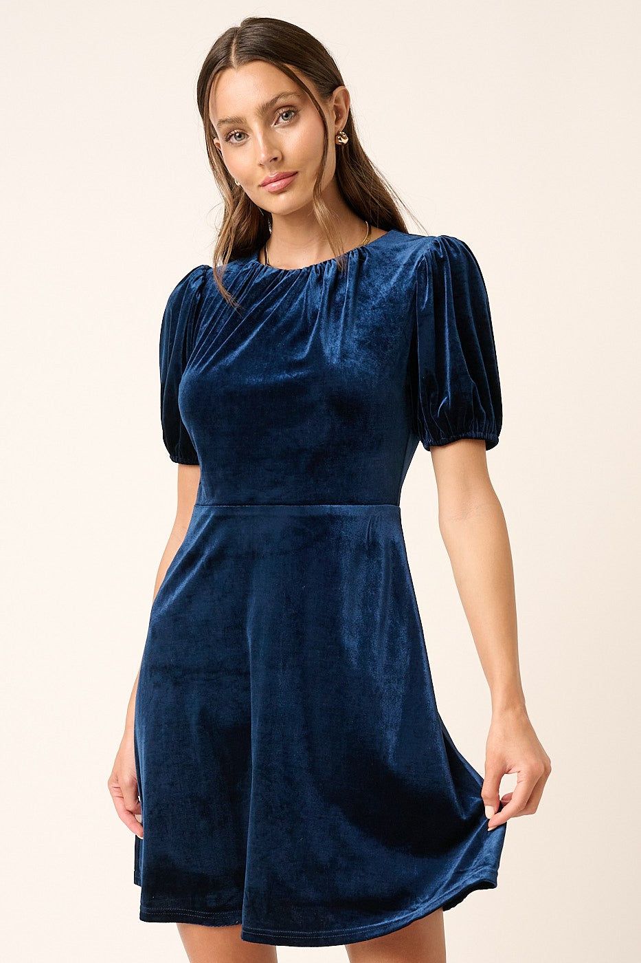 Midnight Velvet Short Sleeve Mini Dress sold by Pinkblush