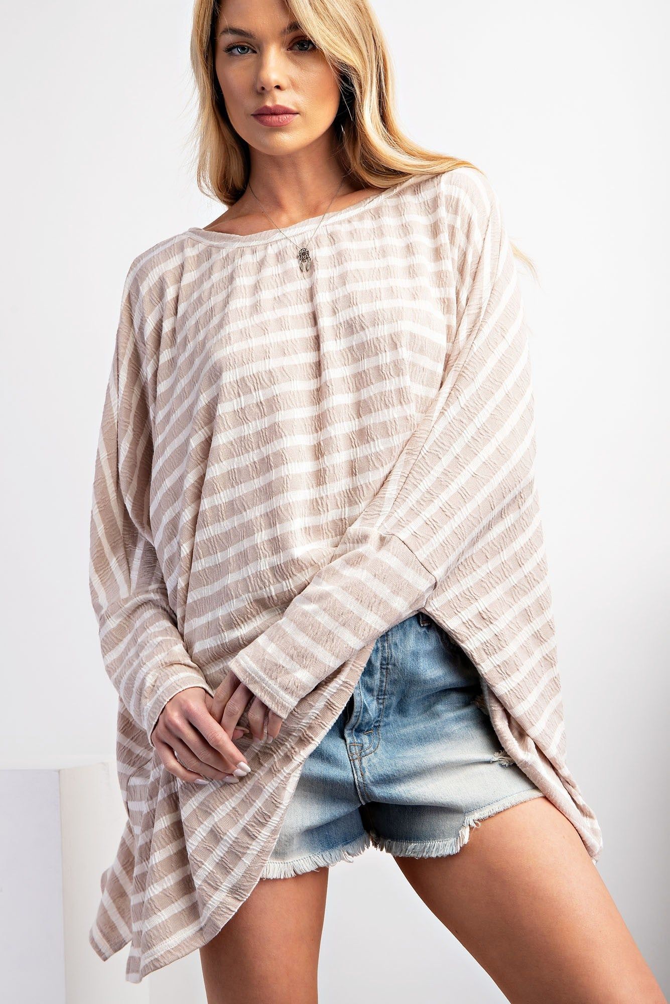Mushroom Stripe Oversized Top sold by Pinkblush