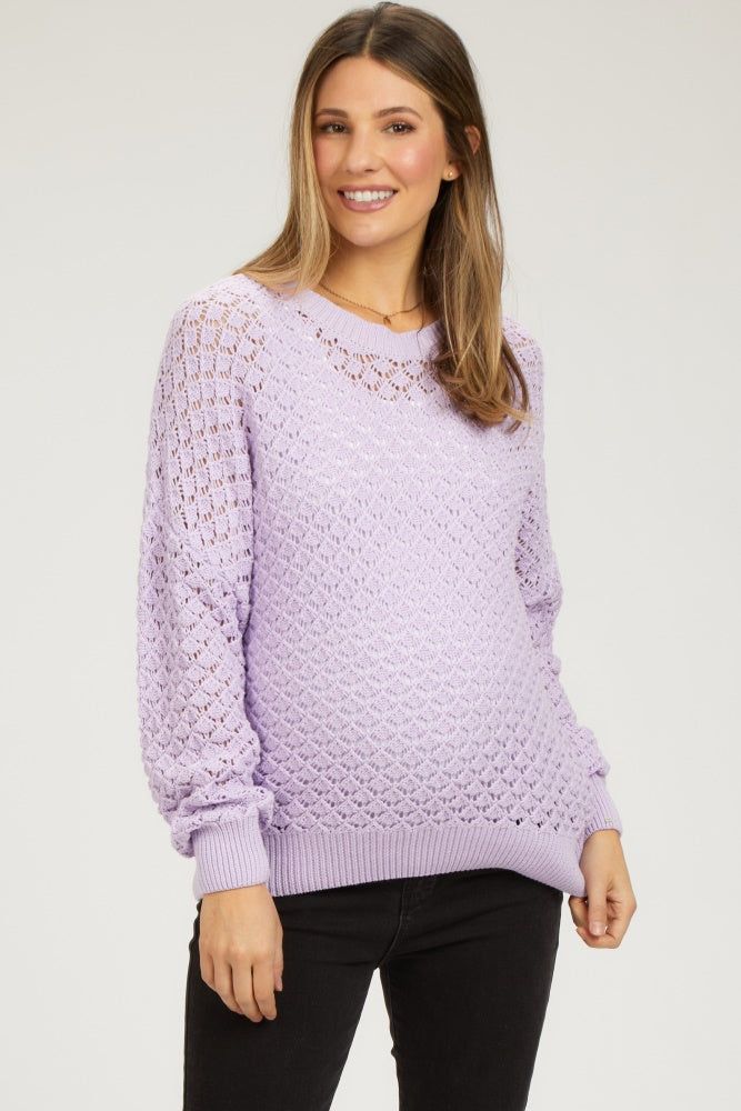 Lavender Knit Long Sleeve Maternity Top sold by Pinkblush