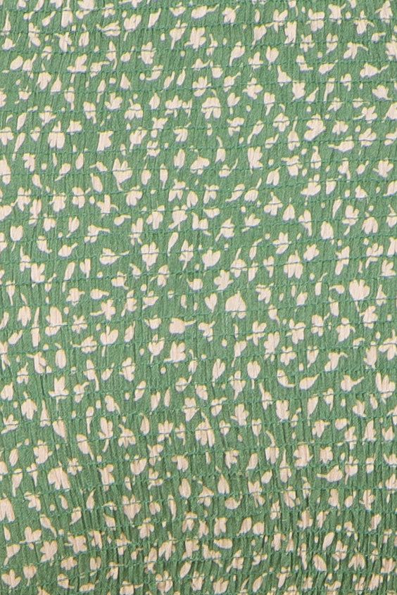 Light Olive Floral Smocked Fitted Maternity Mini Dress sold by Pinkblush product image thumbnail 5