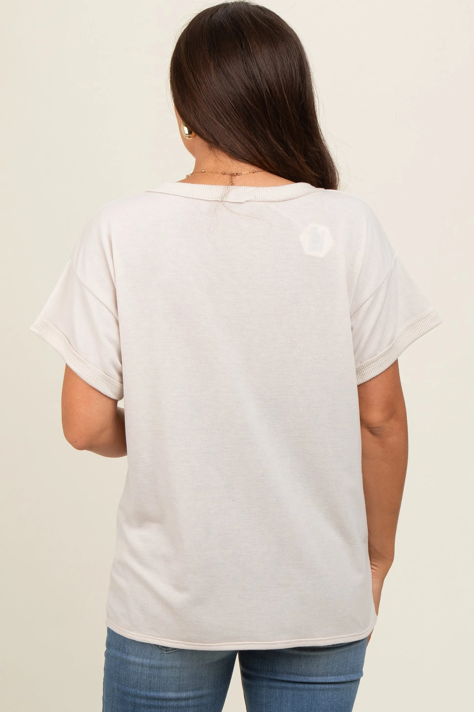 Cream Front Pocket Maternity Short Sleeve Top sold by Pinkblush product image thumbnail 2